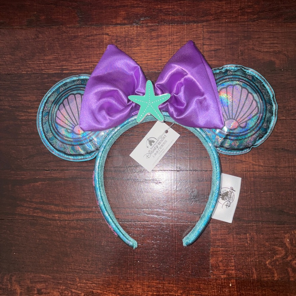 Little Mermaid Themed Teal and Purple Seashell Ears - Picture 2 of 4